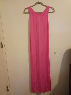 Stateside Bright Pink Maxi Twist Back Sleeveless Dress Viscose Sz L